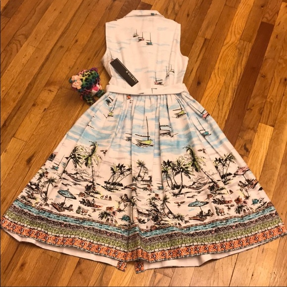 Chetta b sleeveless belted dress front button down - Picture 2 of 8